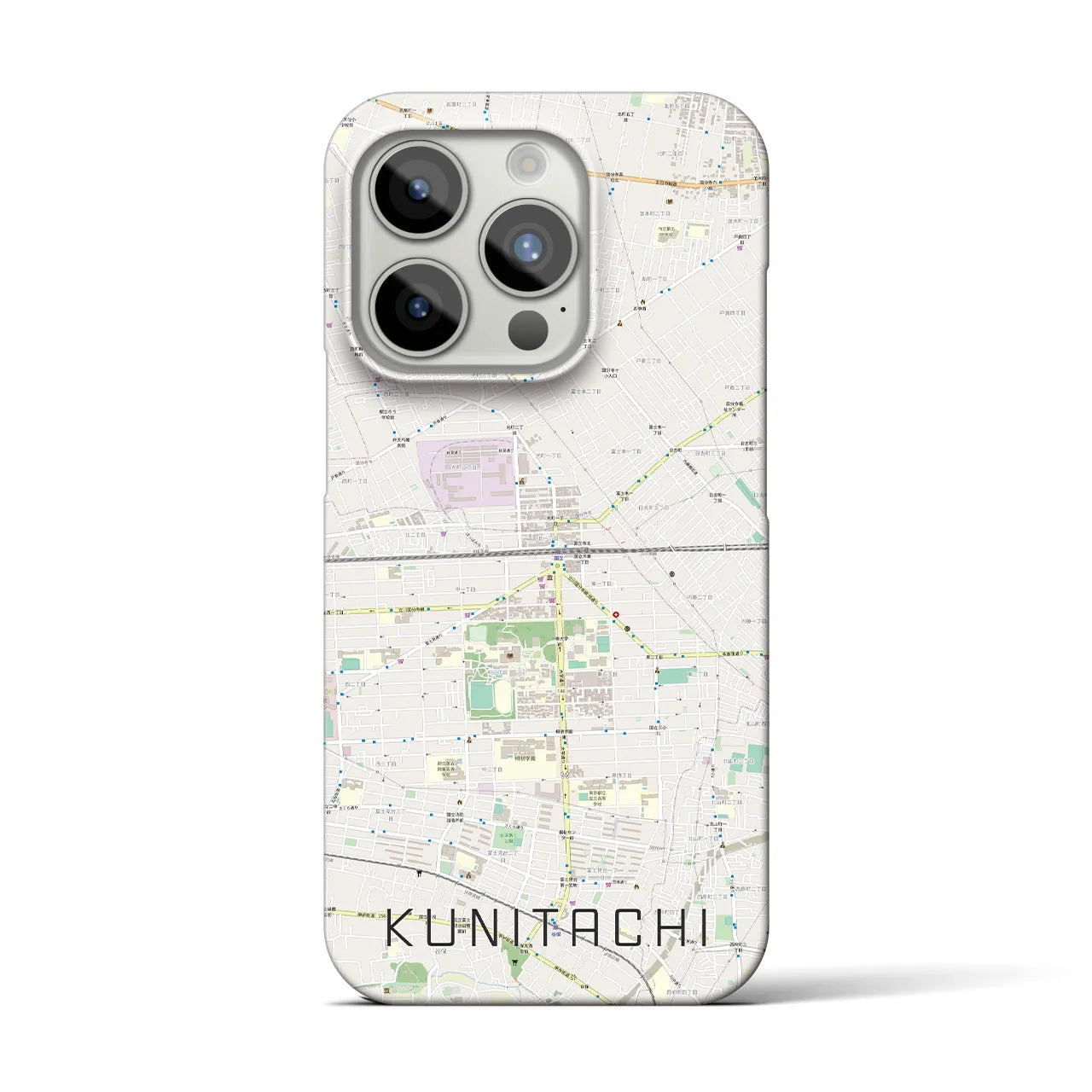 【国立2(東京都)】地図柄iPhoneケース(バックカバータイプ)