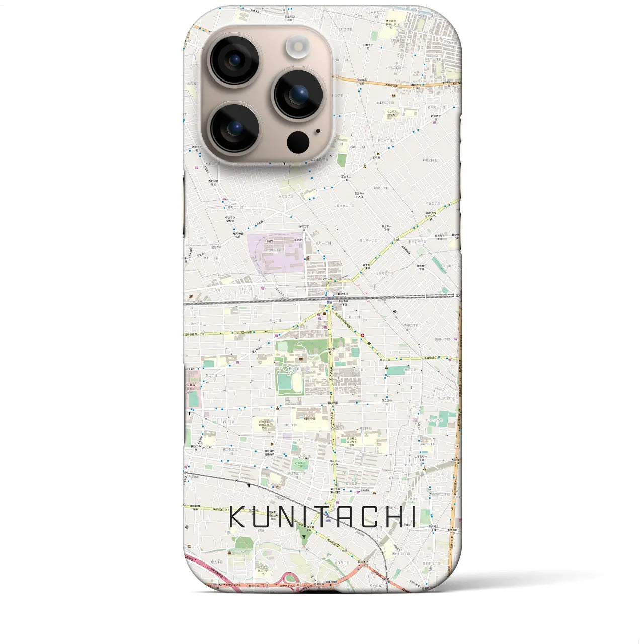 【国立2(東京都)】地図柄iPhoneケース(バックカバータイプ)