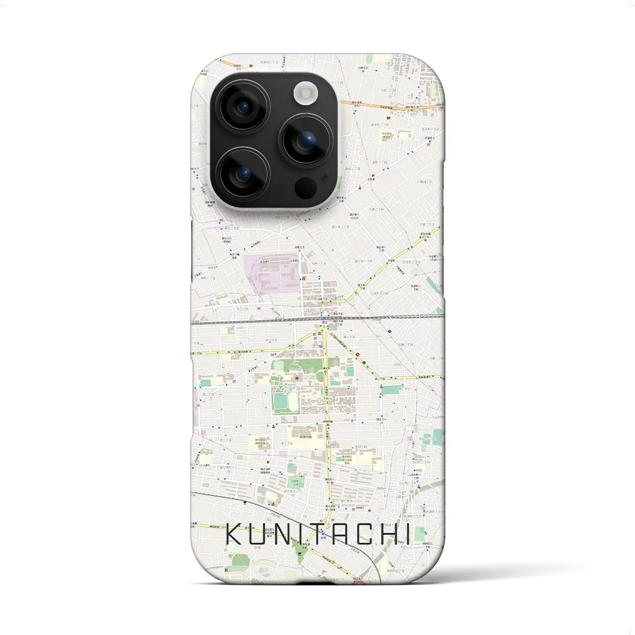 【国立2(東京都)】地図柄iPhoneケース(バックカバータイプ)