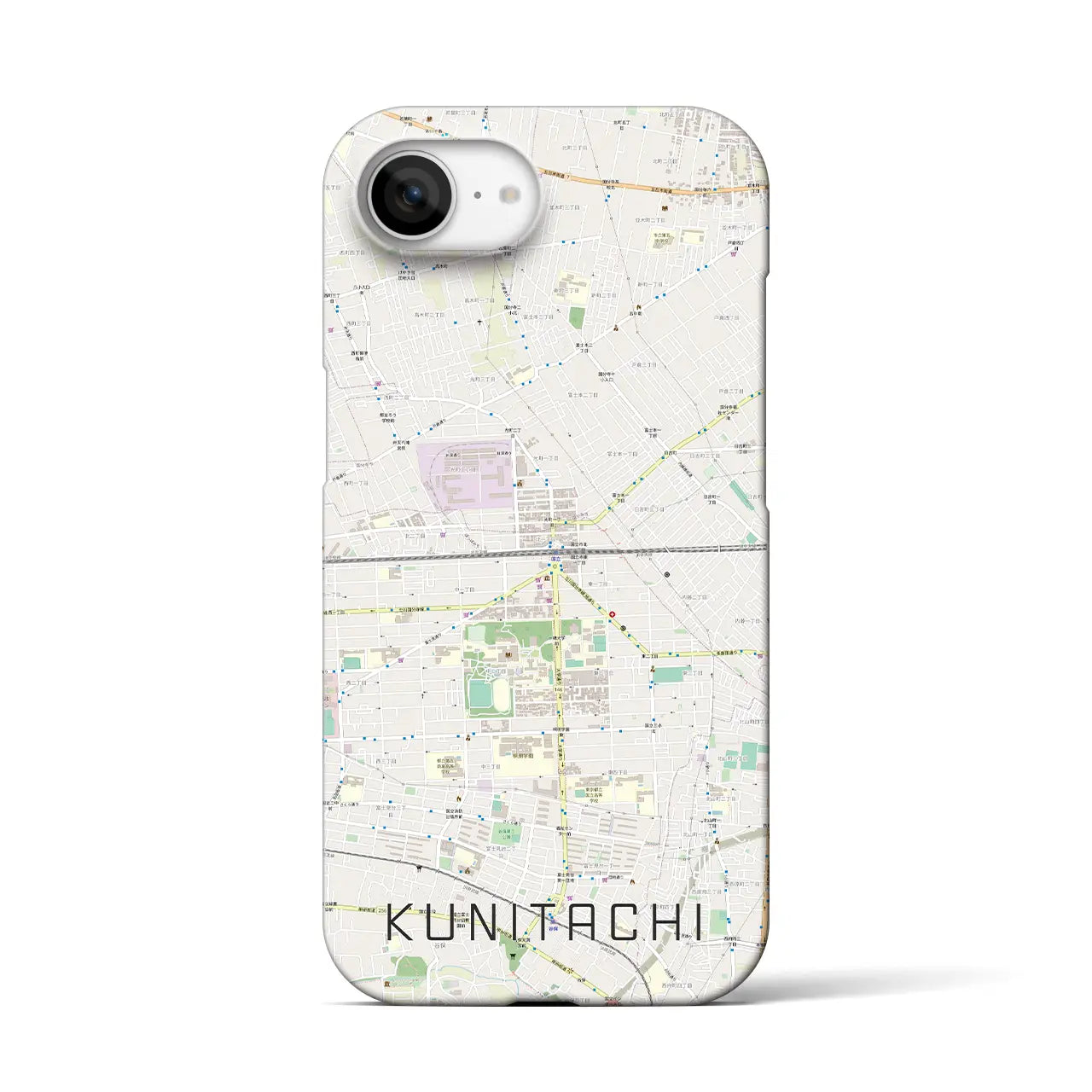 【国立2(東京都)】地図柄iPhoneケース(バックカバータイプ)