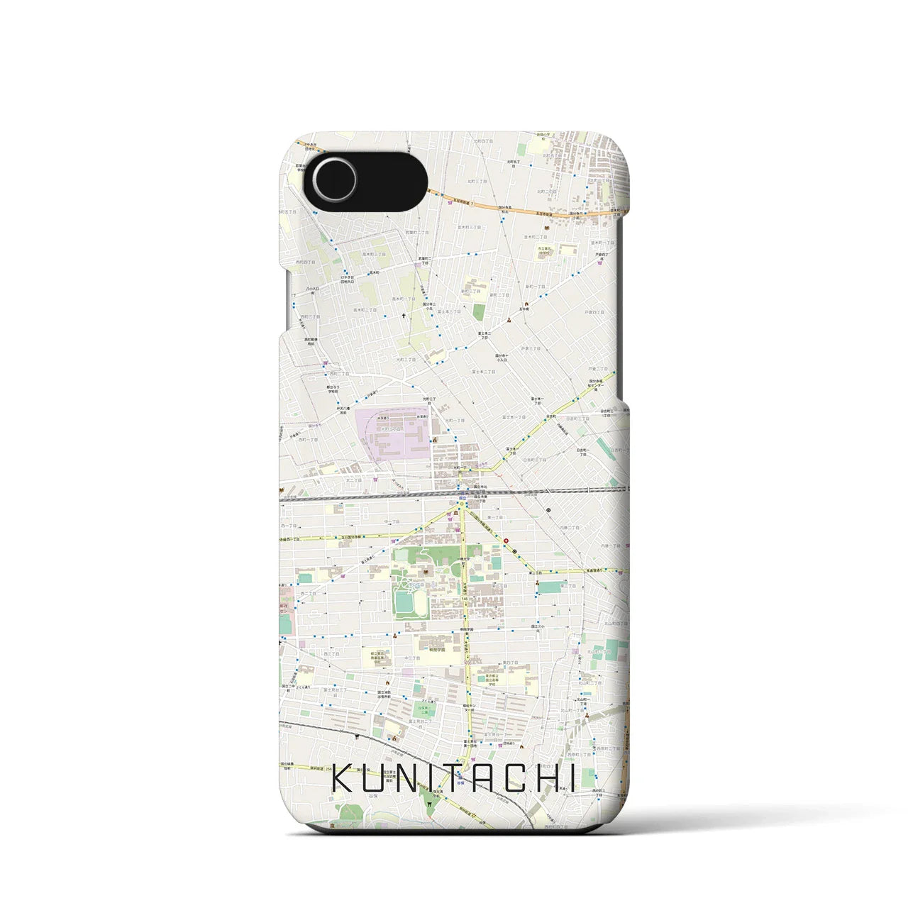 【国立2(東京都)】地図柄iPhoneケース(バックカバータイプ)