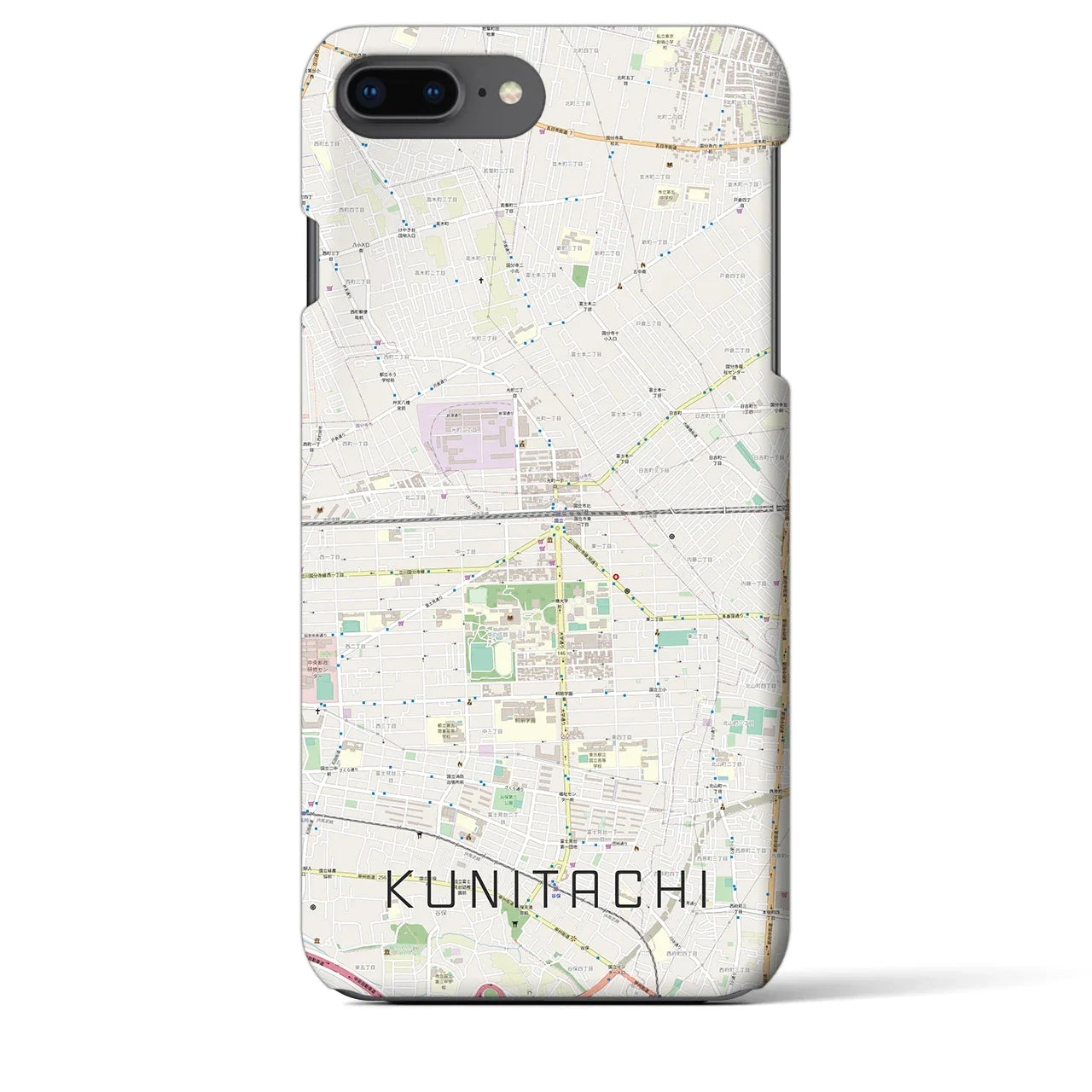 【国立2(東京都)】地図柄iPhoneケース(バックカバータイプ)