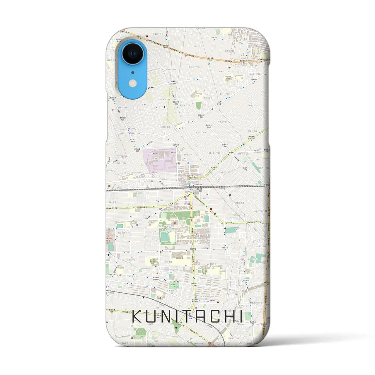 【国立2(東京都)】地図柄iPhoneケース(バックカバータイプ)