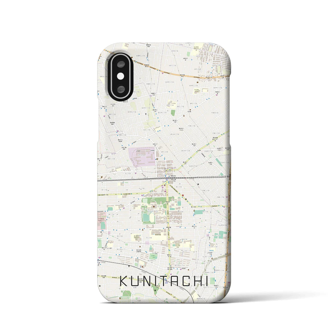 【国立2(東京都)】地図柄iPhoneケース(バックカバータイプ)