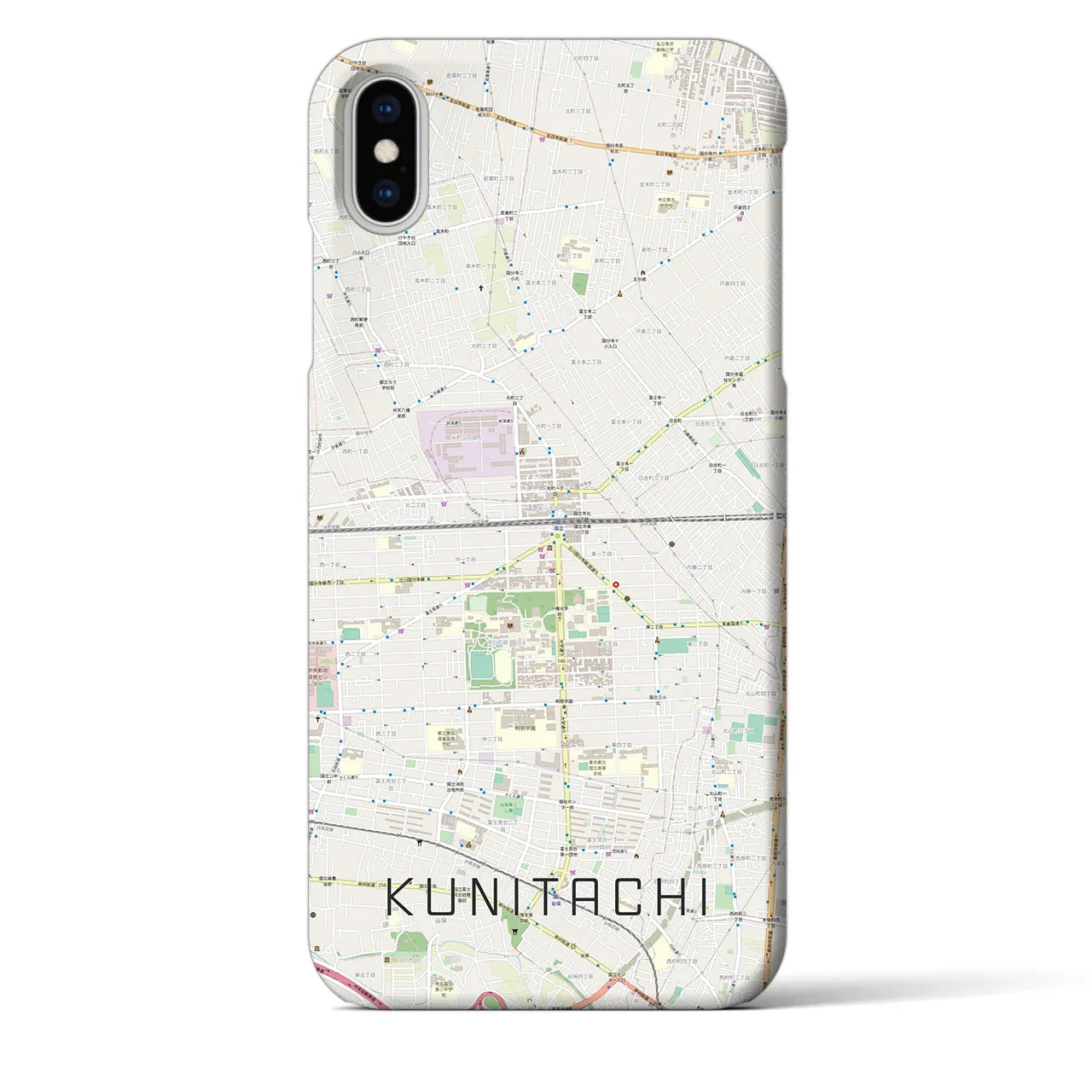 【国立2(東京都)】地図柄iPhoneケース(バックカバータイプ)