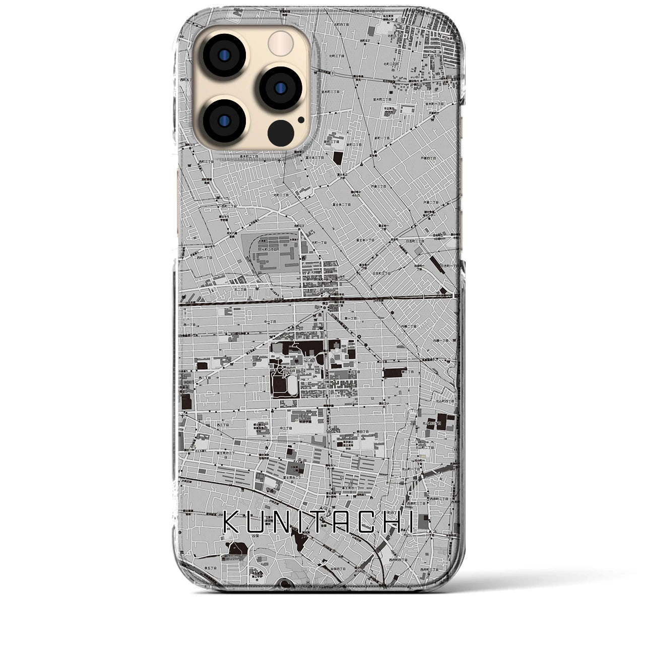 【国立2(東京都)】地図柄iPhoneケース(クリアタイプ)