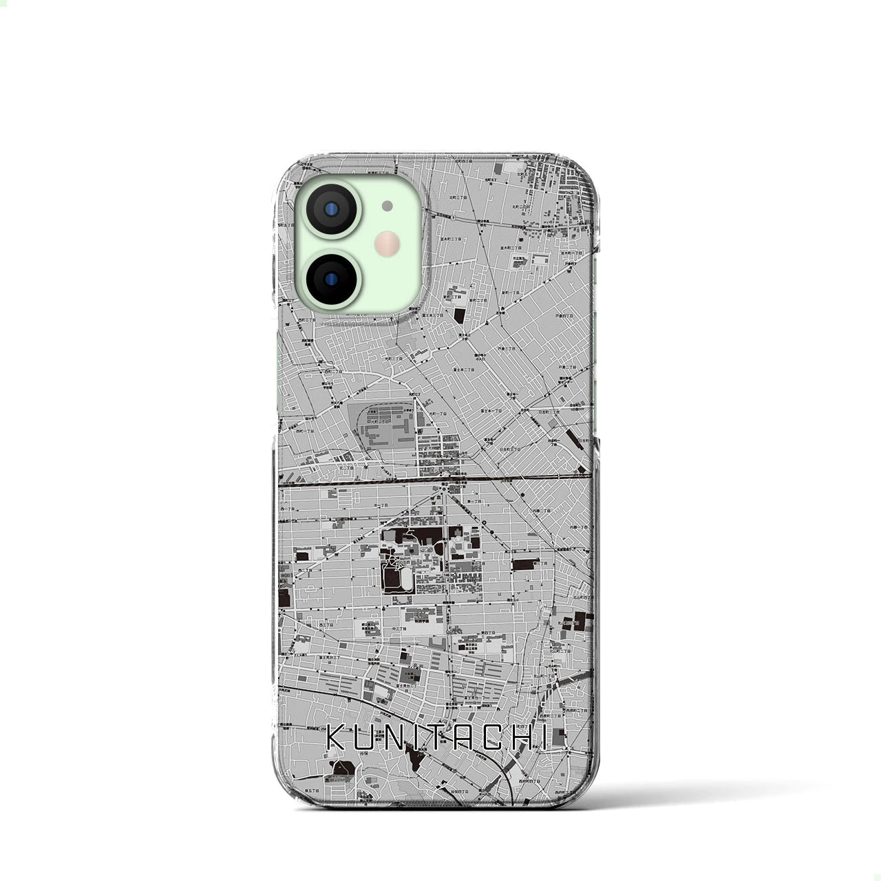 【国立2(東京都)】地図柄iPhoneケース(クリアタイプ)