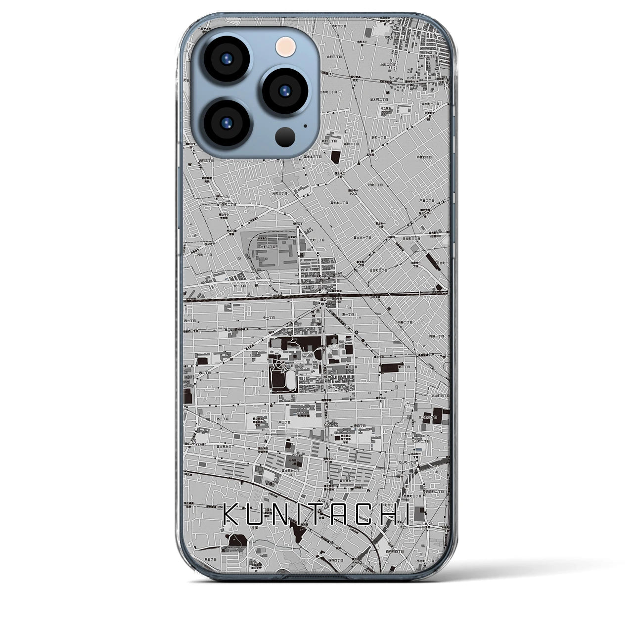 【国立2(東京都)】地図柄iPhoneケース(クリアタイプ)