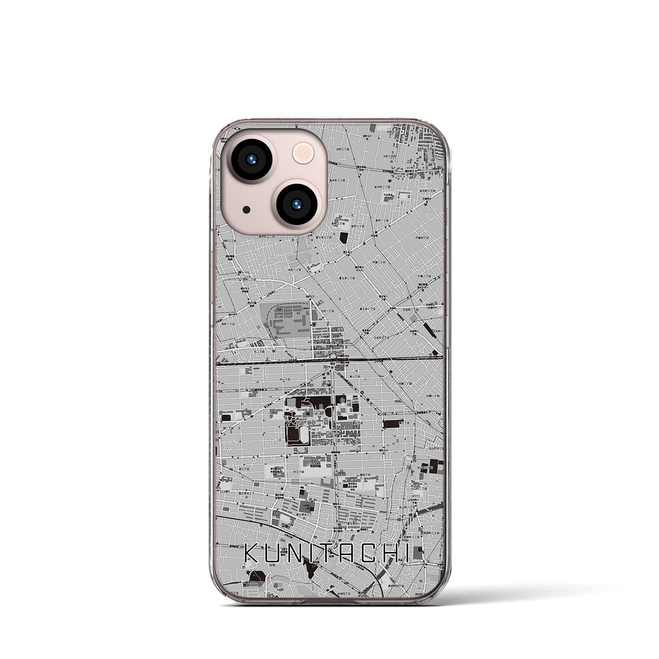 【国立2(東京都)】地図柄iPhoneケース(クリアタイプ)