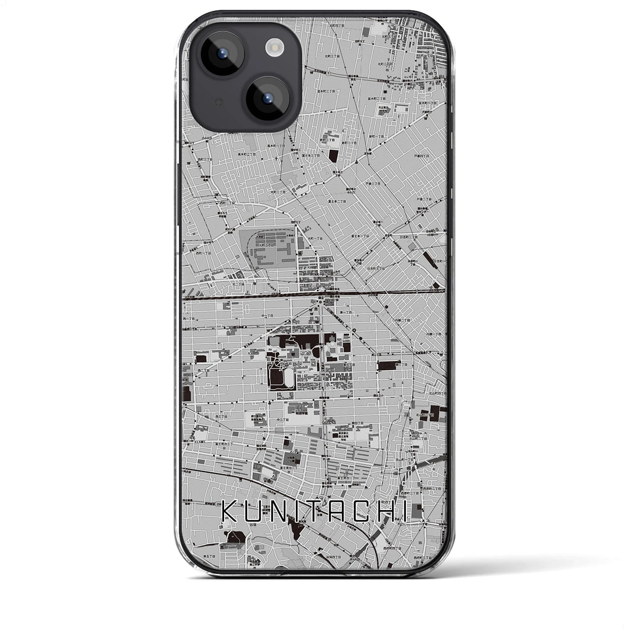 【国立2(東京都)】地図柄iPhoneケース(クリアタイプ)