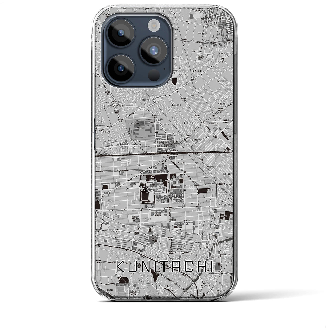 【国立2(東京都)】地図柄iPhoneケース(クリアタイプ)