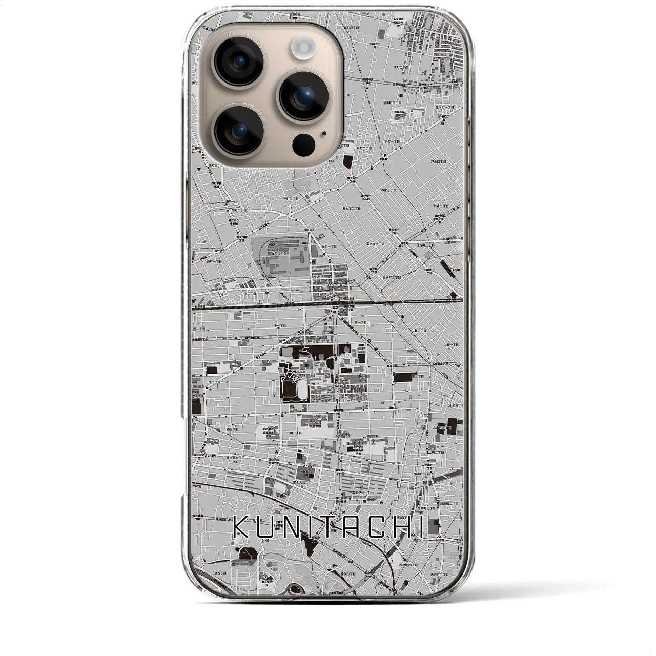 【国立2(東京都)】地図柄iPhoneケース(クリアタイプ)