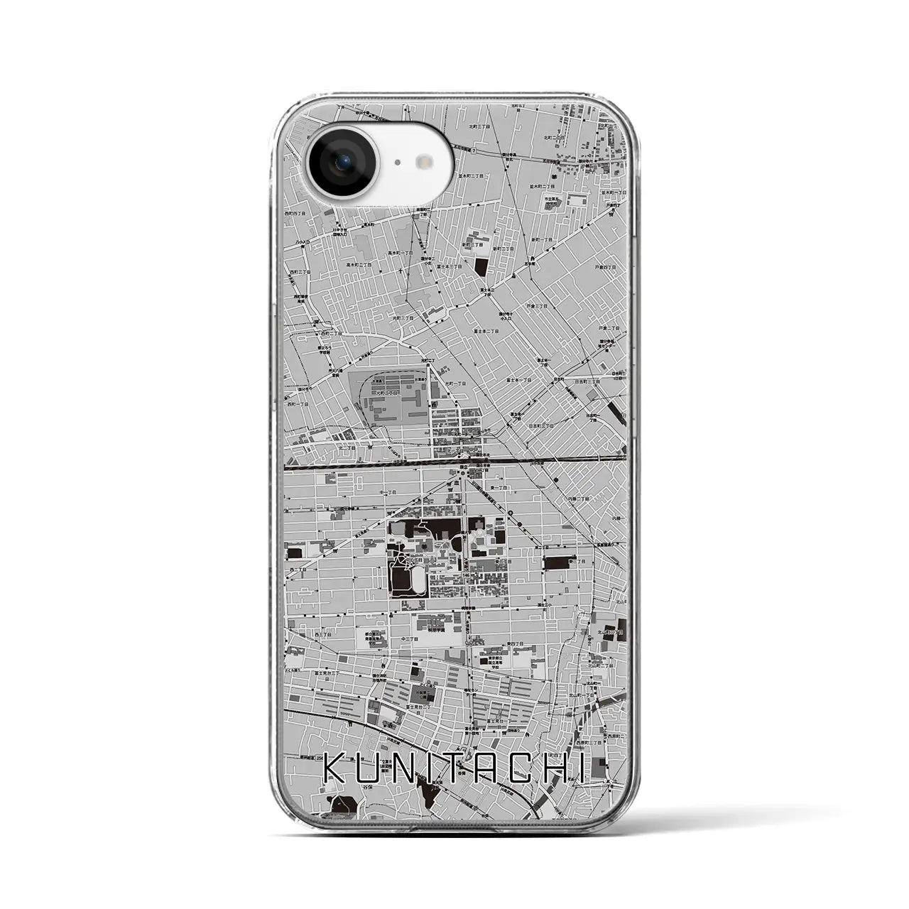 【国立2(東京都)】地図柄iPhoneケース(クリアタイプ)