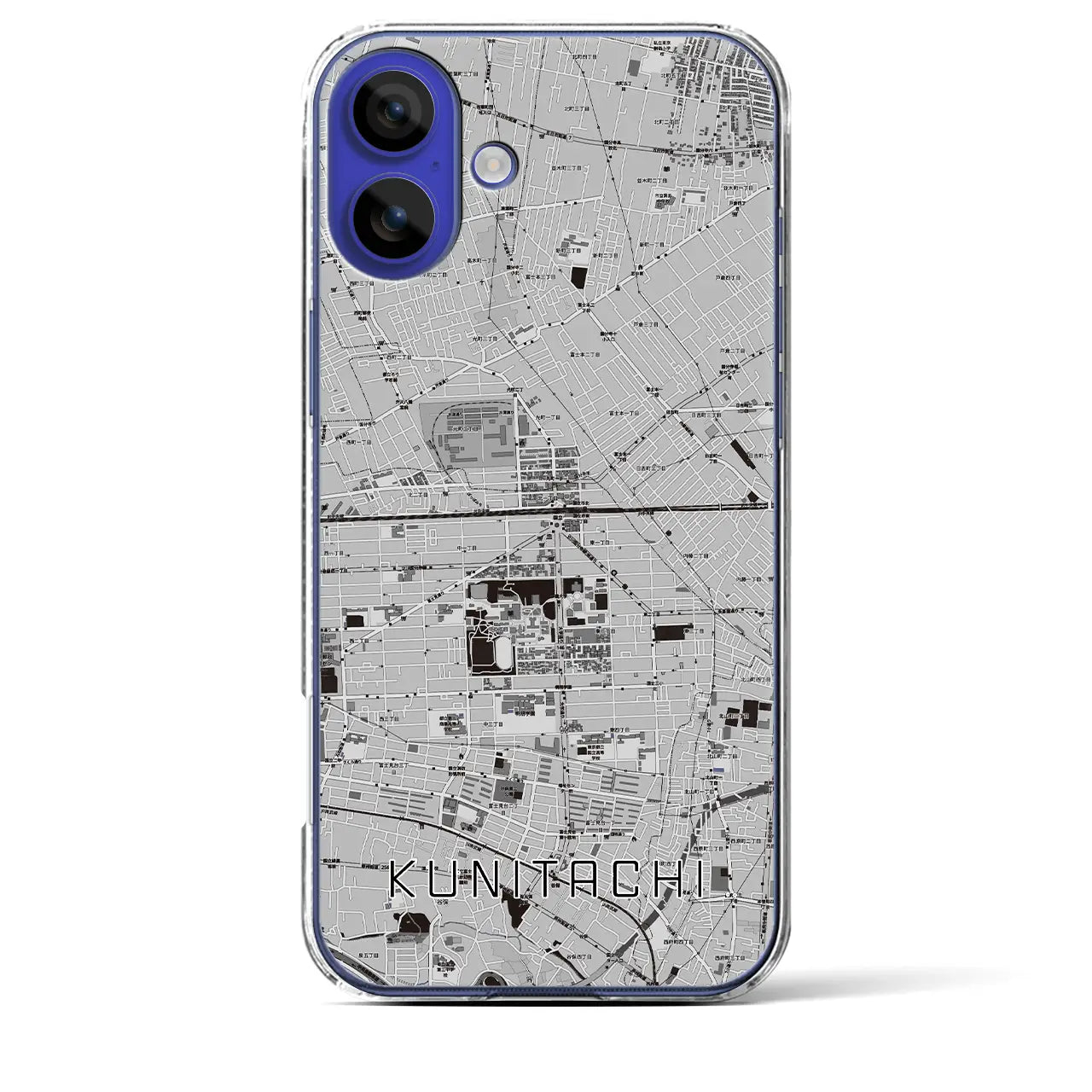 【国立2(東京都)】地図柄iPhoneケース(クリアタイプ)