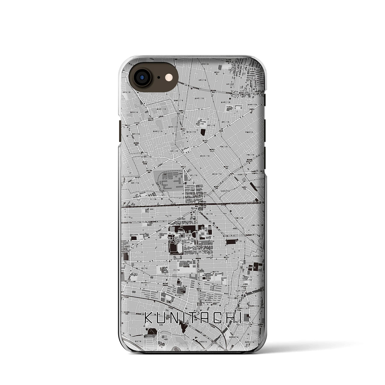 【国立2(東京都)】地図柄iPhoneケース(クリアタイプ)