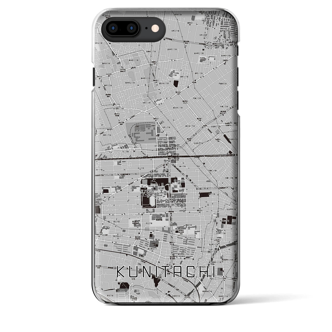【国立2(東京都)】地図柄iPhoneケース(クリアタイプ)