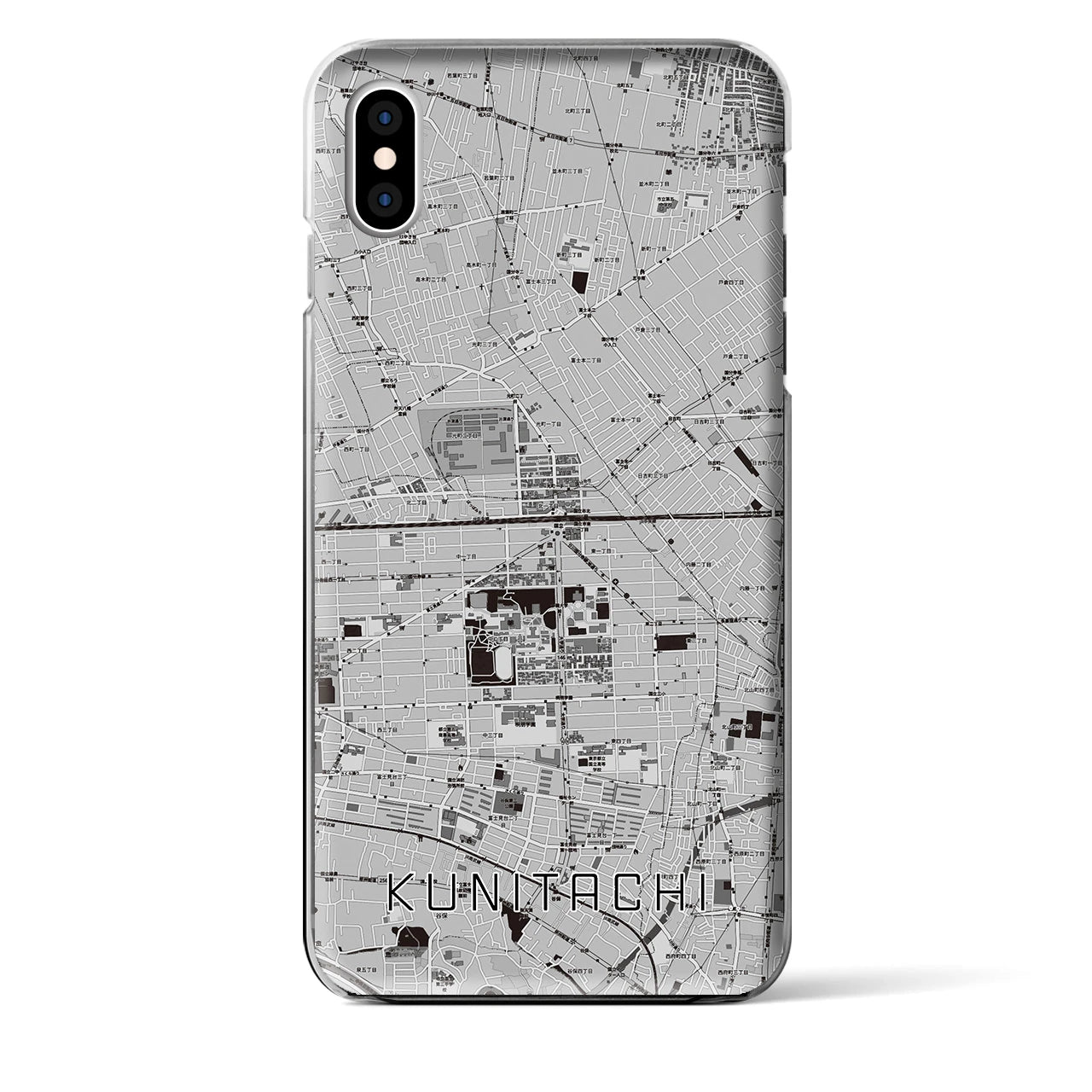 【国立2(東京都)】地図柄iPhoneケース(クリアタイプ)