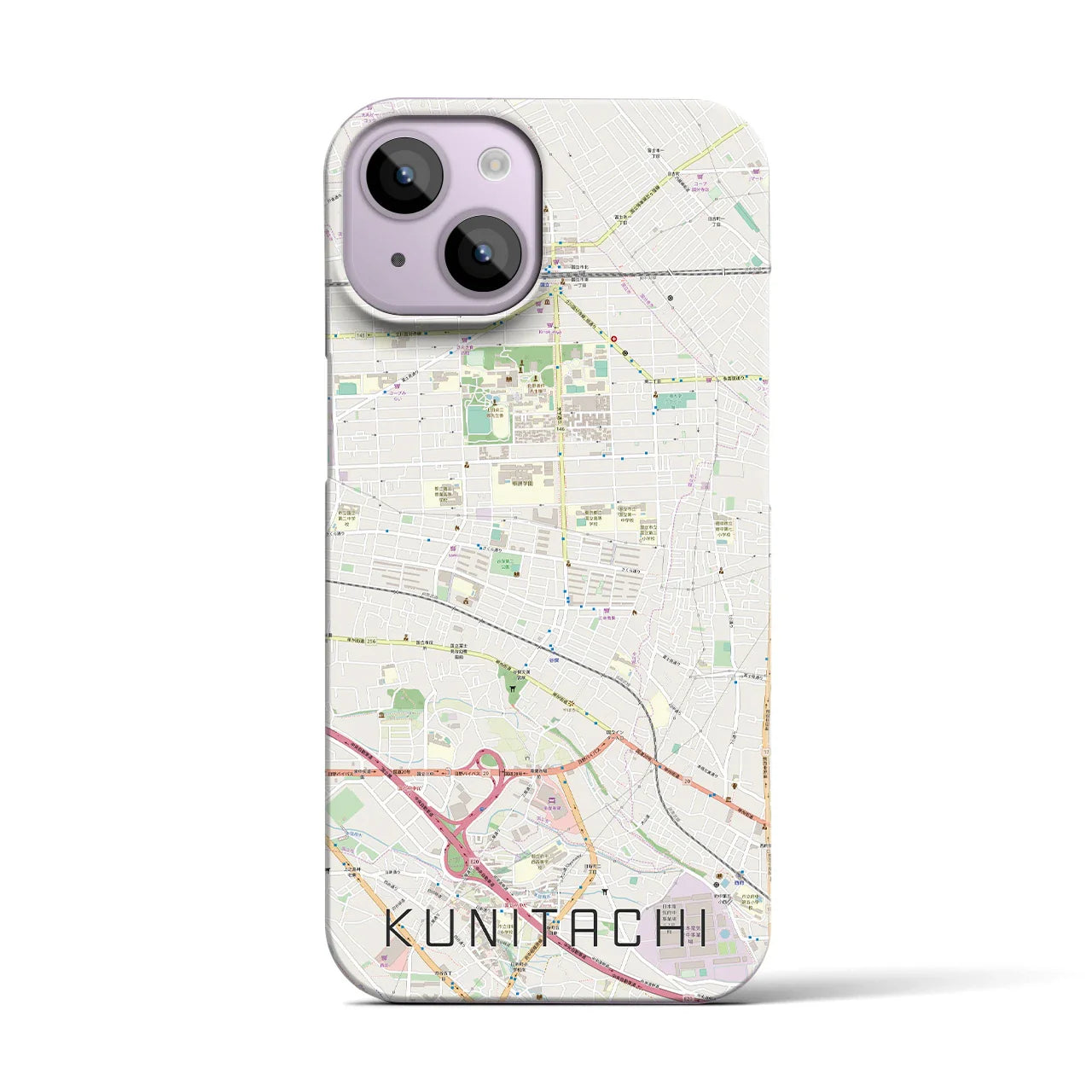 【国立(東京都)】地図柄iPhoneケース(バックカバータイプ)