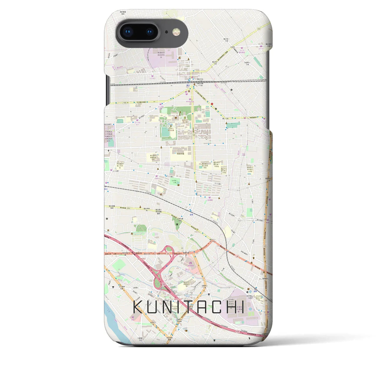【国立(東京都)】地図柄iPhoneケース(バックカバータイプ)