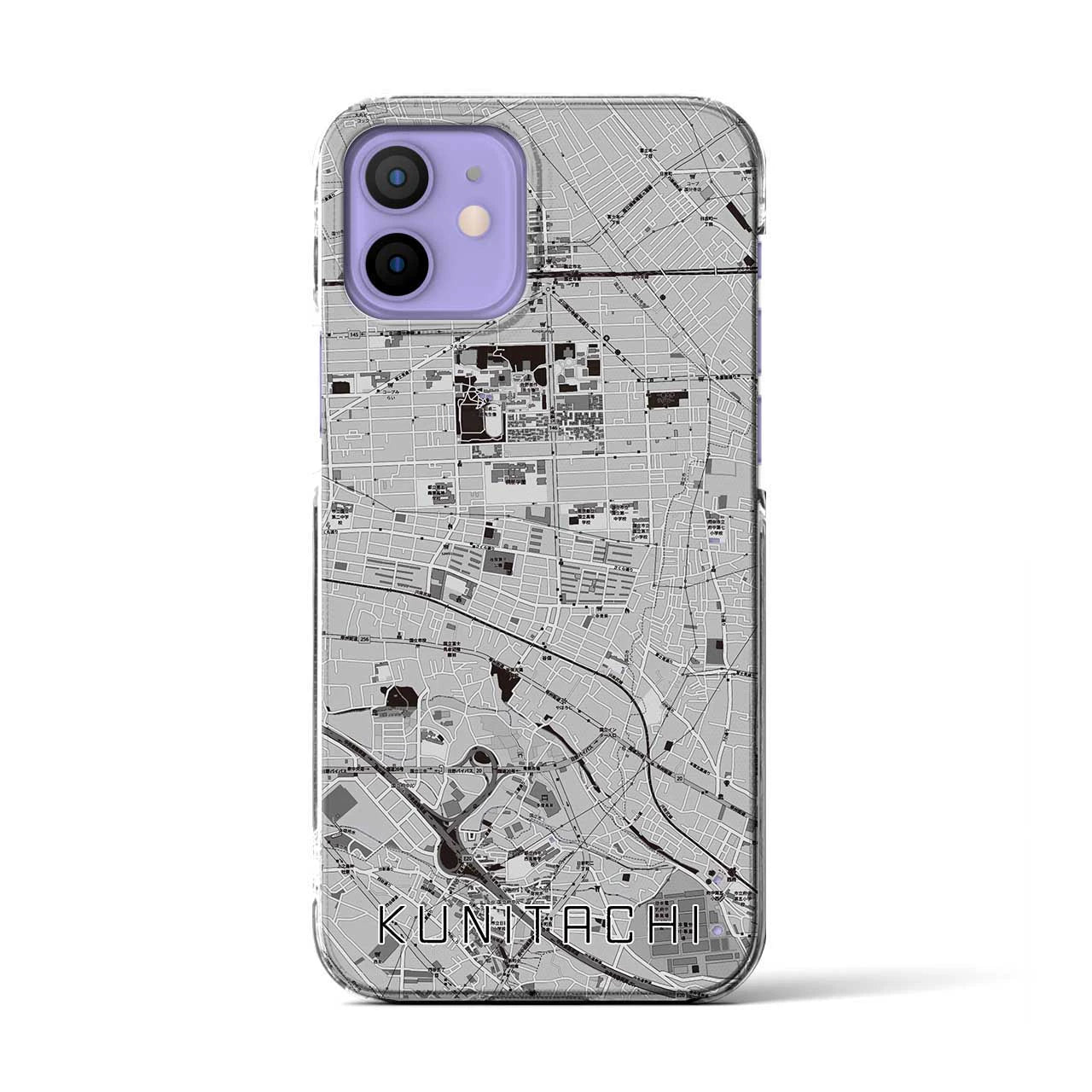 【国立(東京都)】地図柄iPhoneケース(クリアタイプ)