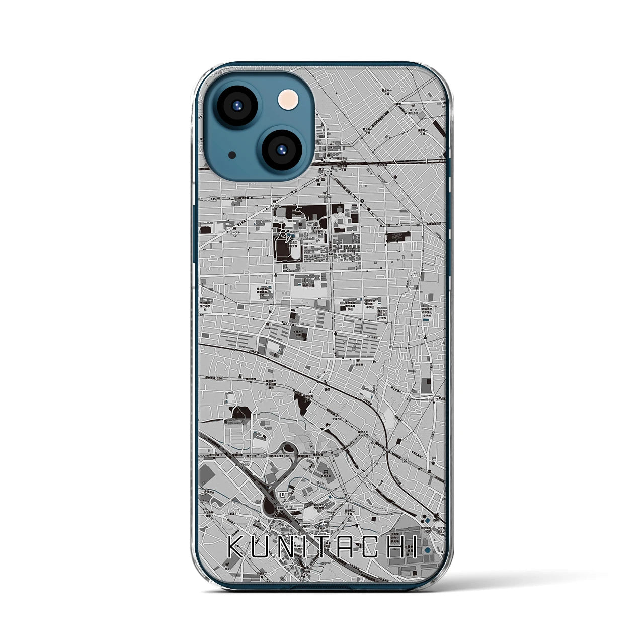 【国立(東京都)】地図柄iPhoneケース(クリアタイプ)