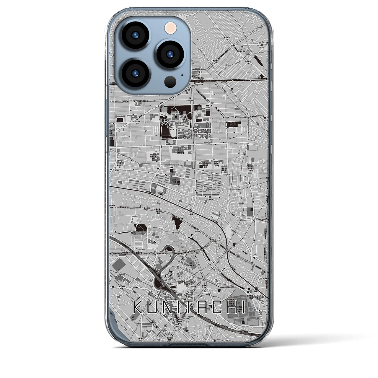 【国立(東京都)】地図柄iPhoneケース(クリアタイプ)