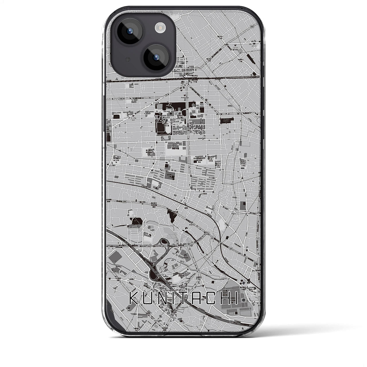 【国立(東京都)】地図柄iPhoneケース(クリアタイプ)
