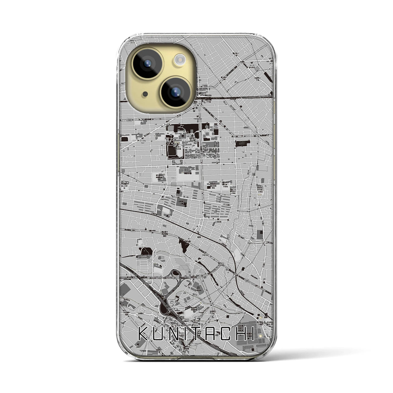 【国立(東京都)】地図柄iPhoneケース(クリアタイプ)