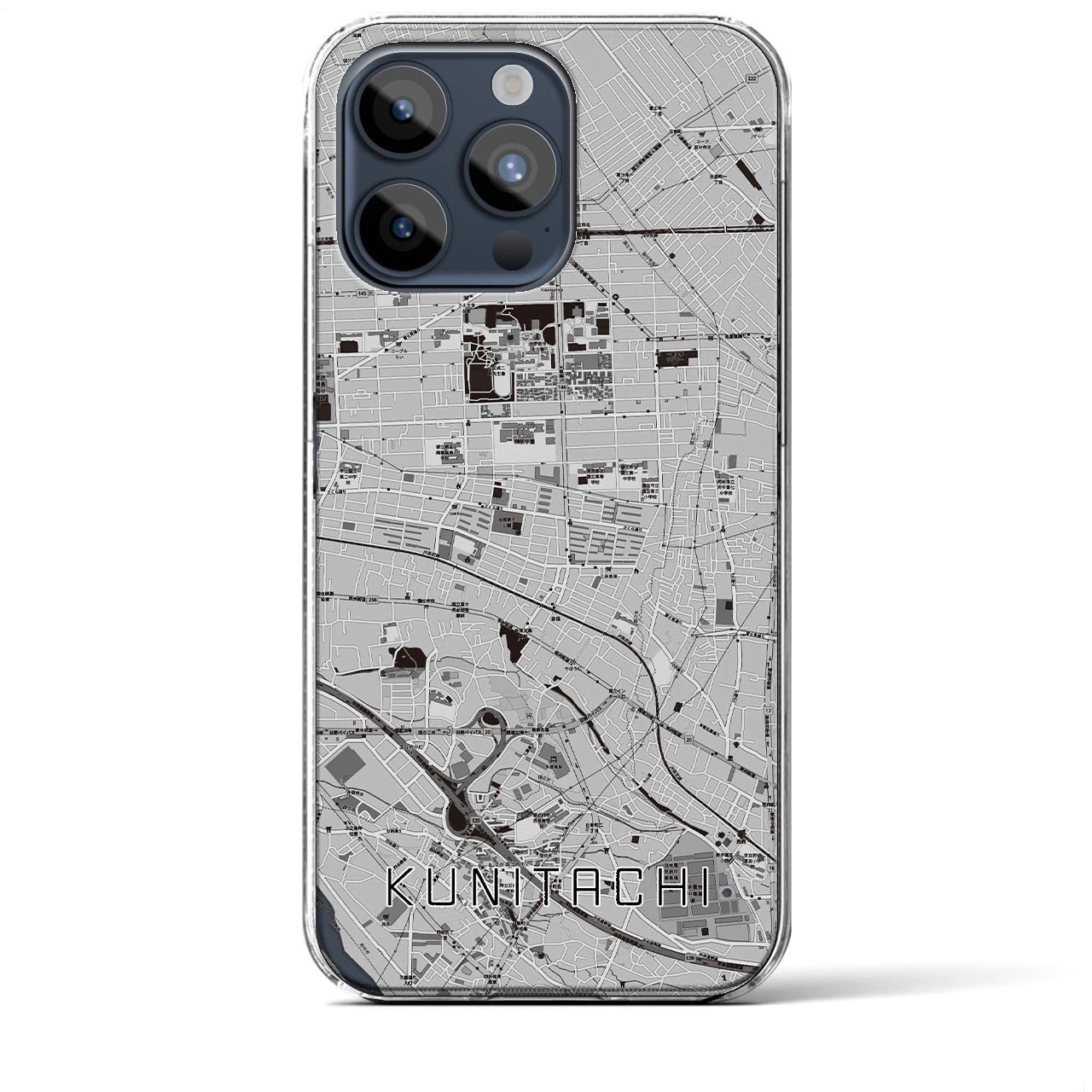 【国立(東京都)】地図柄iPhoneケース(クリアタイプ)