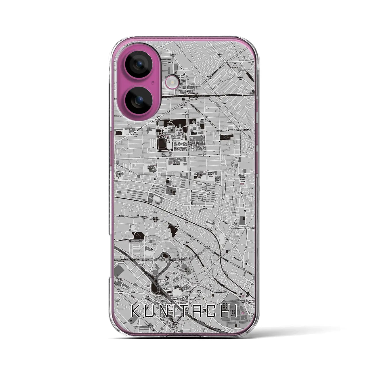 【国立(東京都)】地図柄iPhoneケース(クリアタイプ)