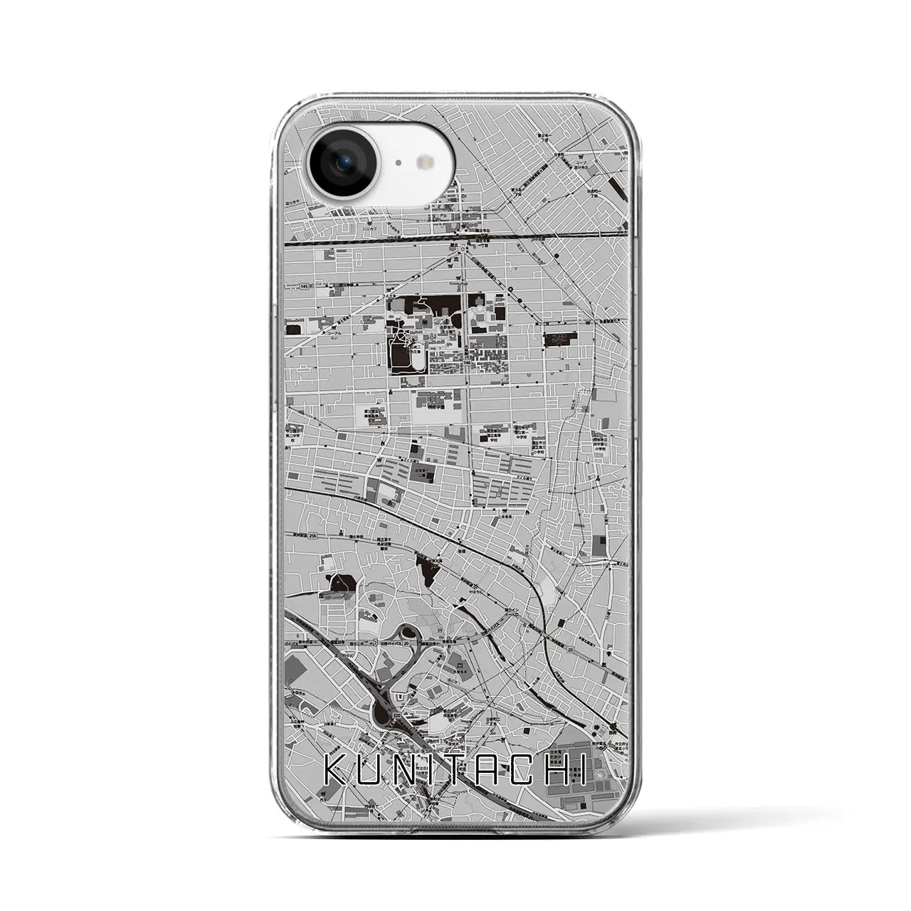 【国立(東京都)】地図柄iPhoneケース(クリアタイプ)