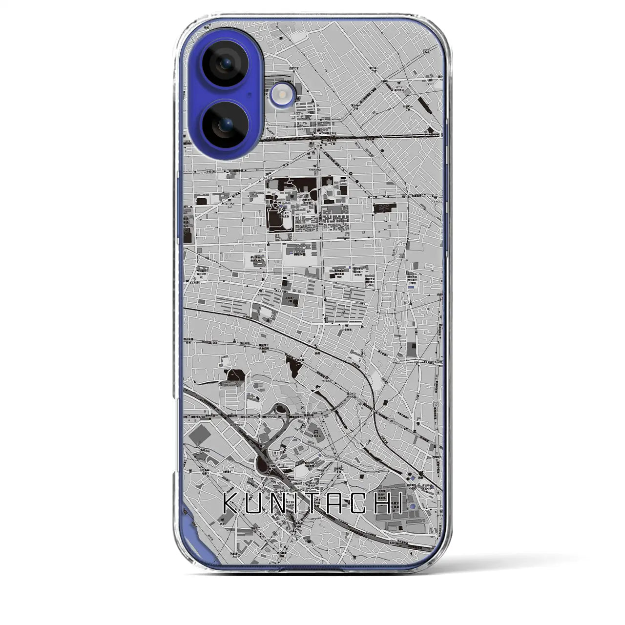【国立(東京都)】地図柄iPhoneケース(クリアタイプ)