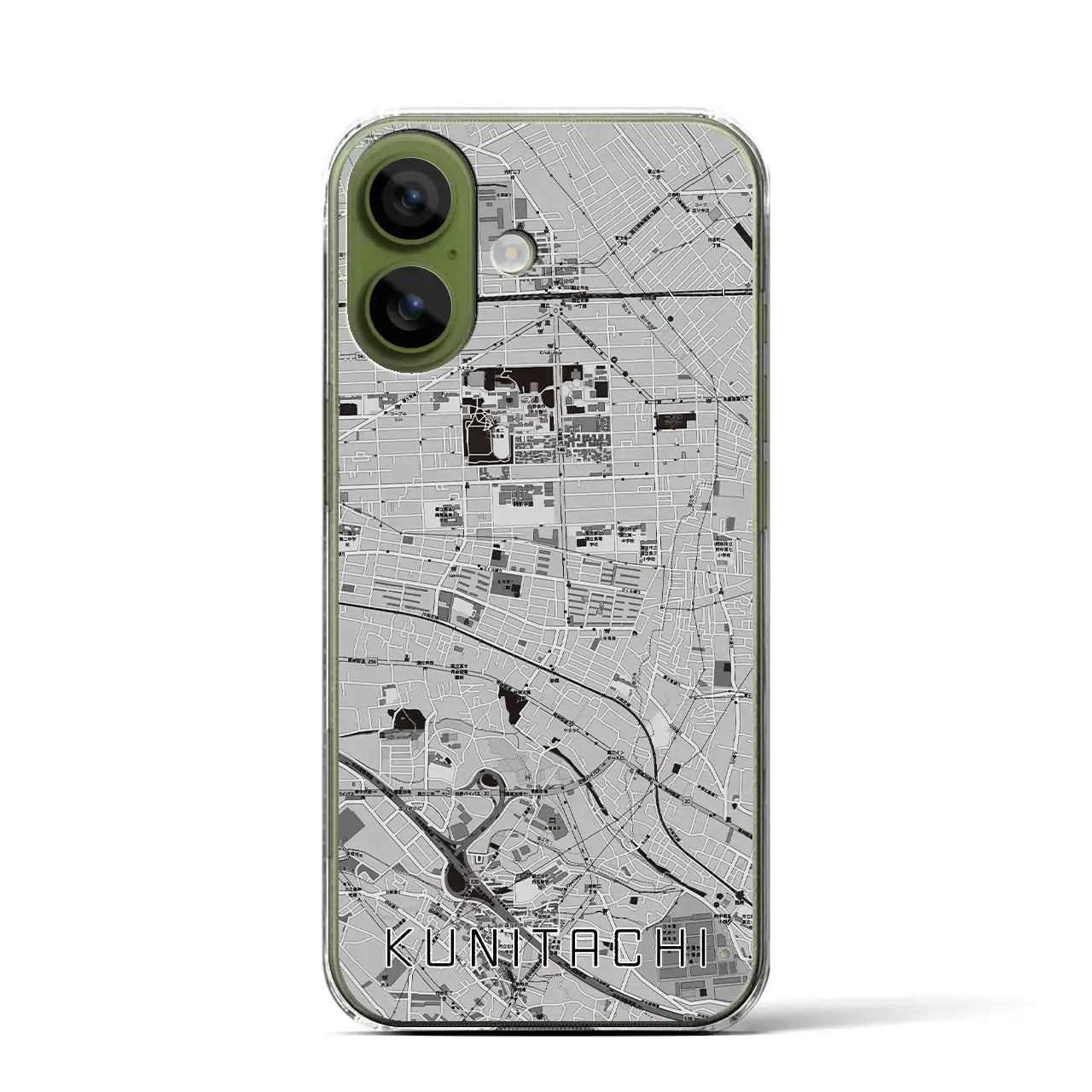 【国立(東京都)】地図柄iPhoneケース(クリアタイプ)