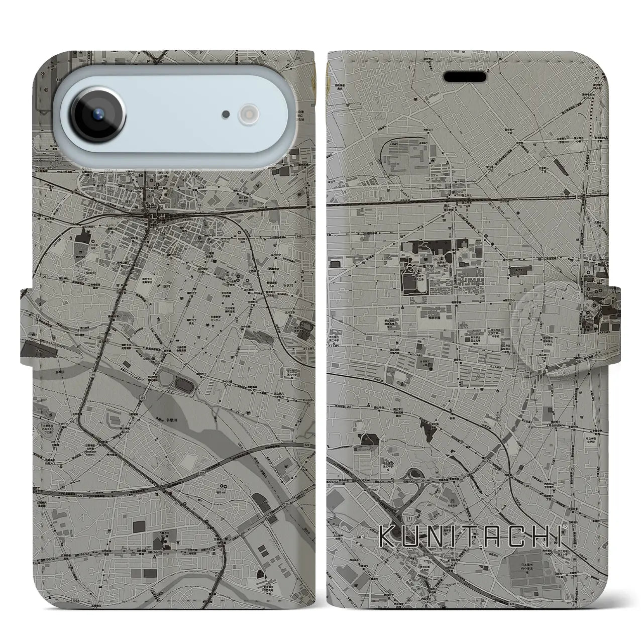 【国立(東京都)】地図柄iPhoneケース(手帳タイプ)