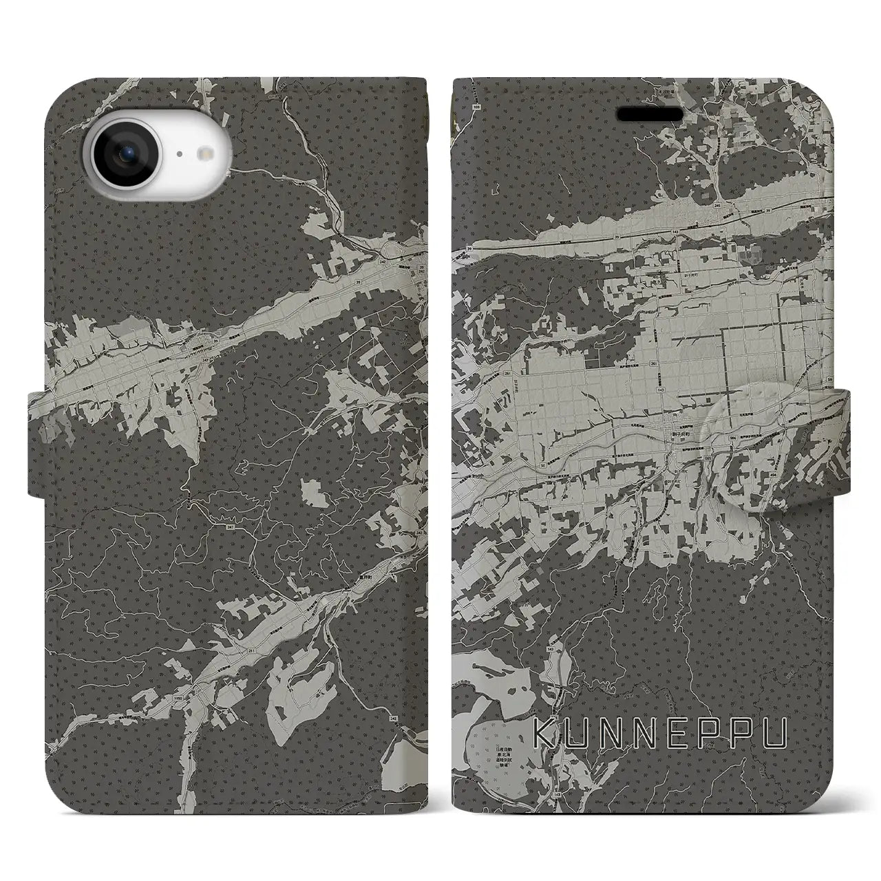 【訓子府(北海道)】地図柄iPhoneケース(手帳タイプ)