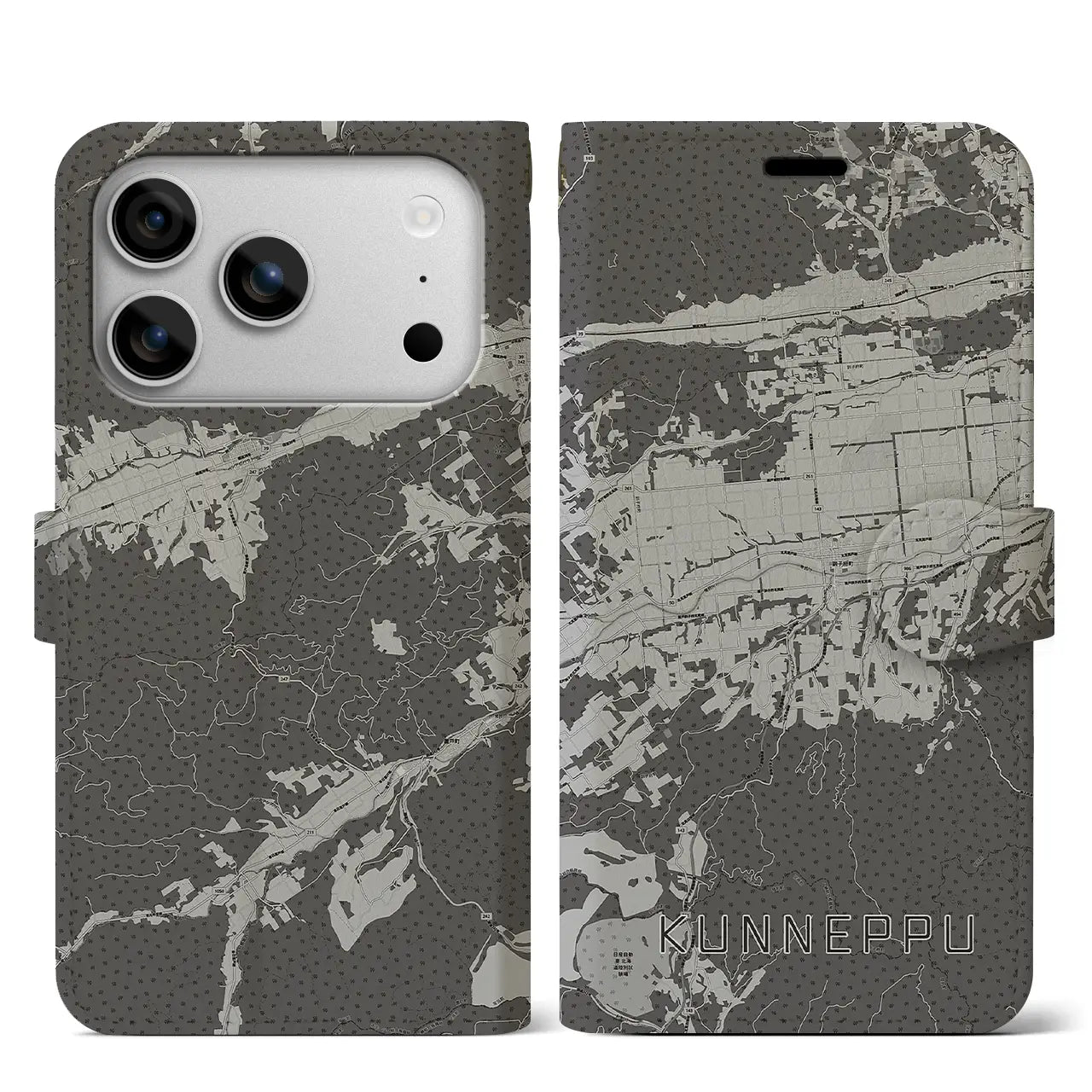 【訓子府(北海道)】地図柄iPhoneケース(手帳タイプ)