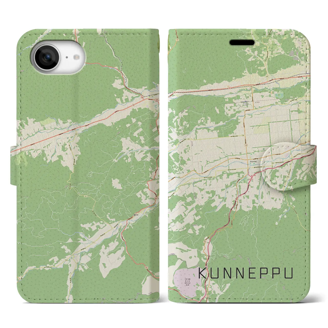 【訓子府(北海道)】地図柄iPhoneケース(手帳タイプ)