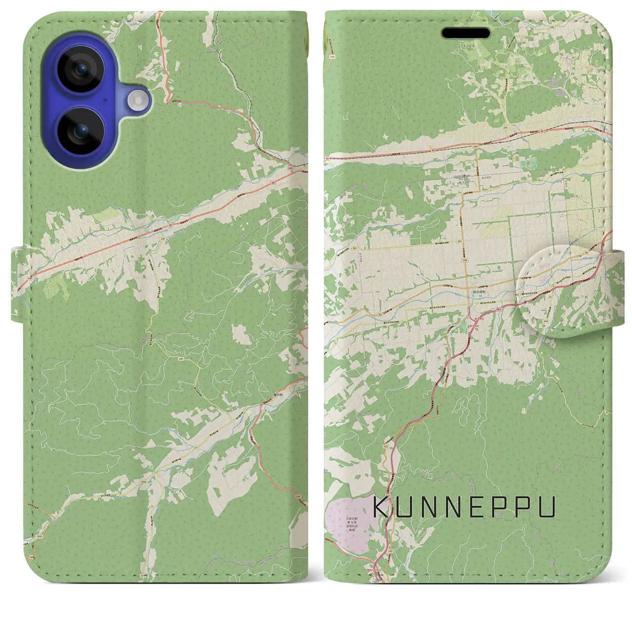 【訓子府(北海道)】地図柄iPhoneケース(手帳タイプ)ナチュラル・iPhone 16 Pro Max 用
