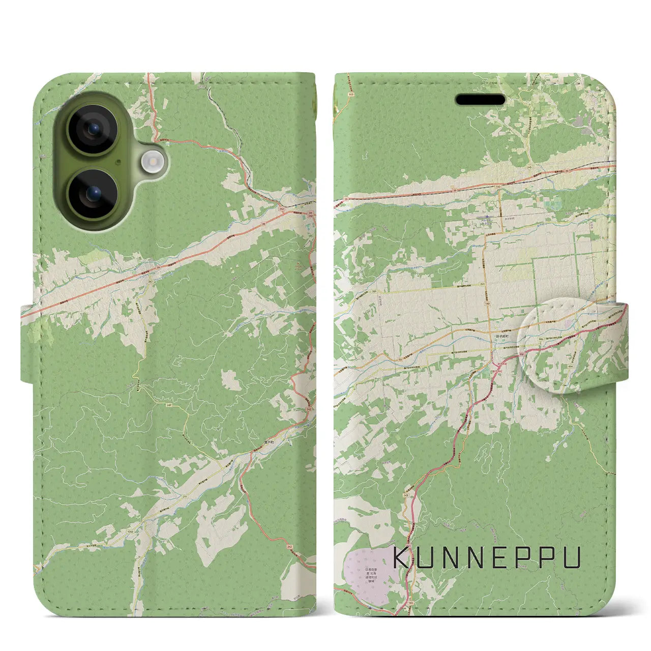 【訓子府(北海道)】地図柄iPhoneケース(手帳タイプ)