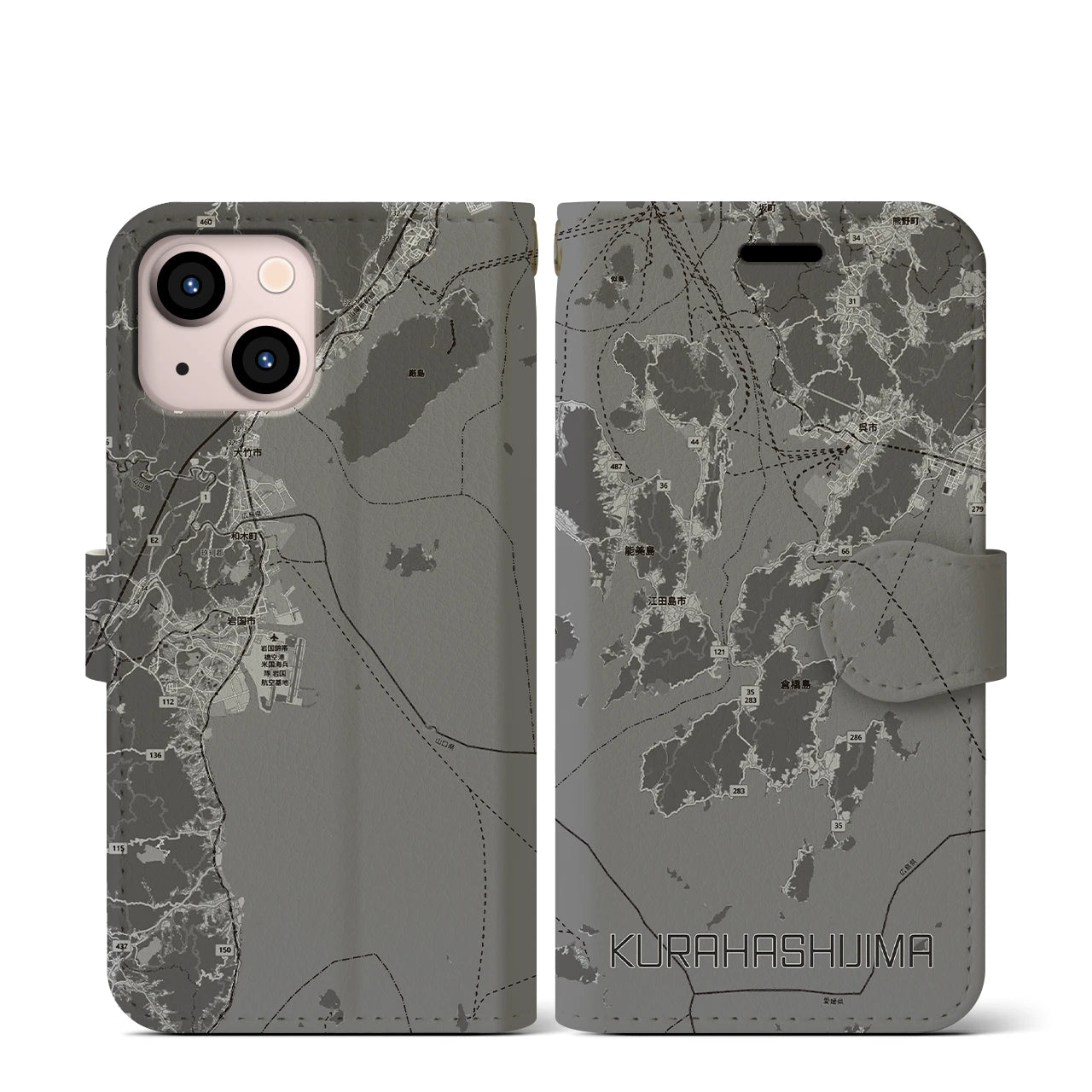 【倉橋島(広島県)】地図柄iPhoneケース(手帳タイプ)