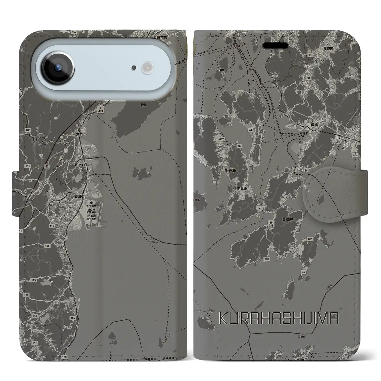 【倉橋島(広島県)】地図柄iPhoneケース(手帳タイプ)