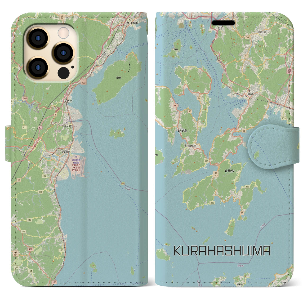 【倉橋島(広島県)】地図柄iPhoneケース(手帳タイプ)