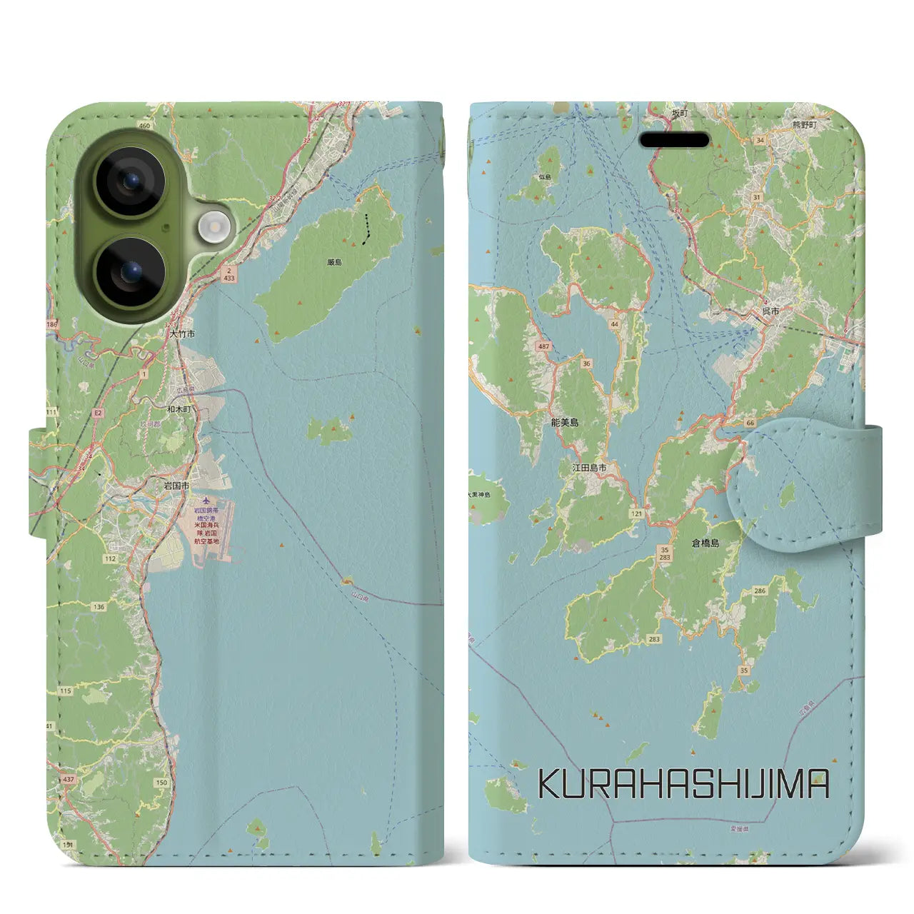 【倉橋島(広島県)】地図柄iPhoneケース(手帳タイプ)