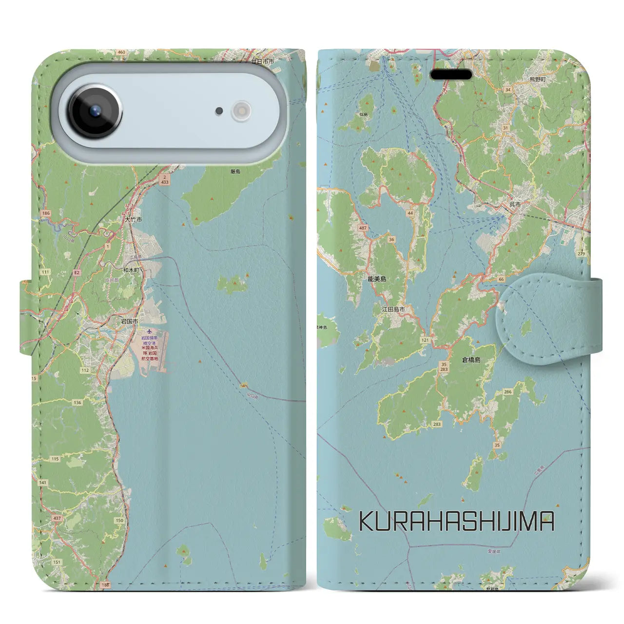 【倉橋島(広島県)】地図柄iPhoneケース(手帳タイプ)