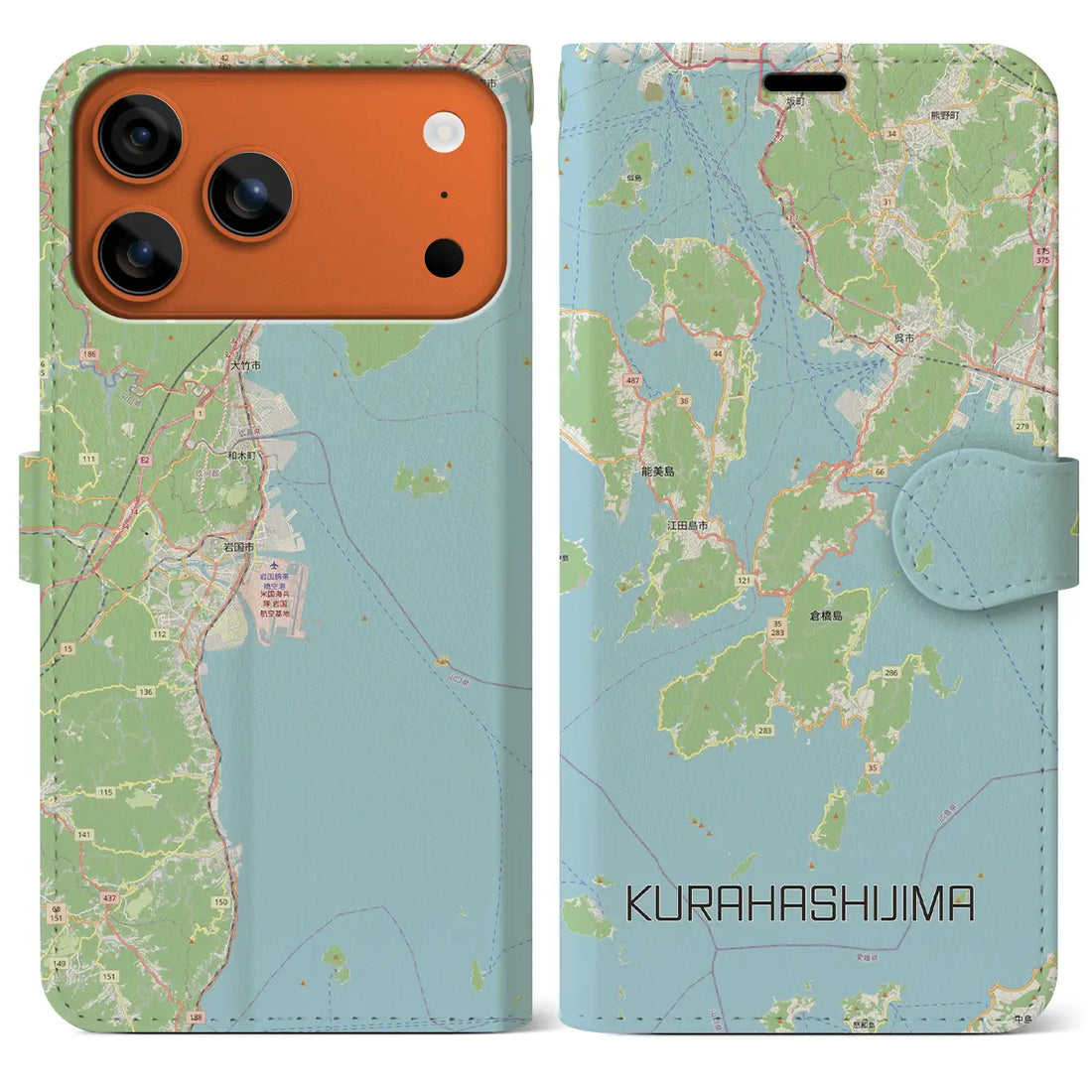 【倉橋島(広島県)】地図柄iPhoneケース(手帳タイプ)