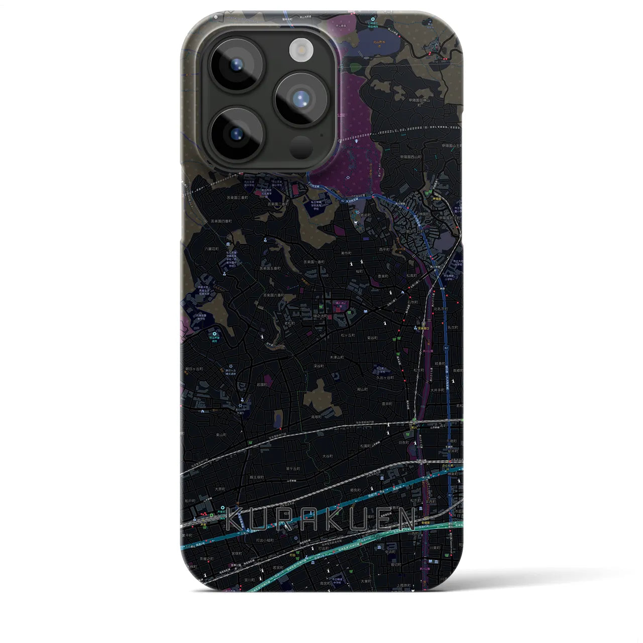 【苦楽園(兵庫県)】地図柄iPhoneケース(バックカバータイプ)