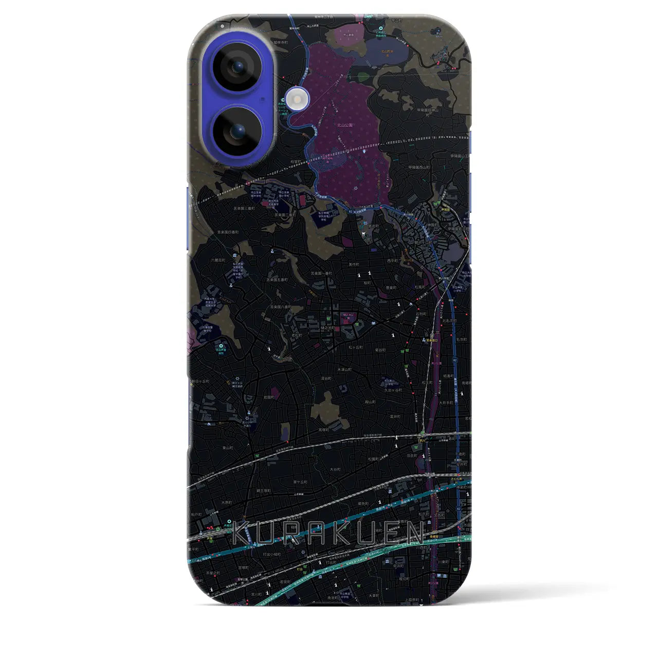 【苦楽園(兵庫県)】地図柄iPhoneケース(バックカバータイプ)