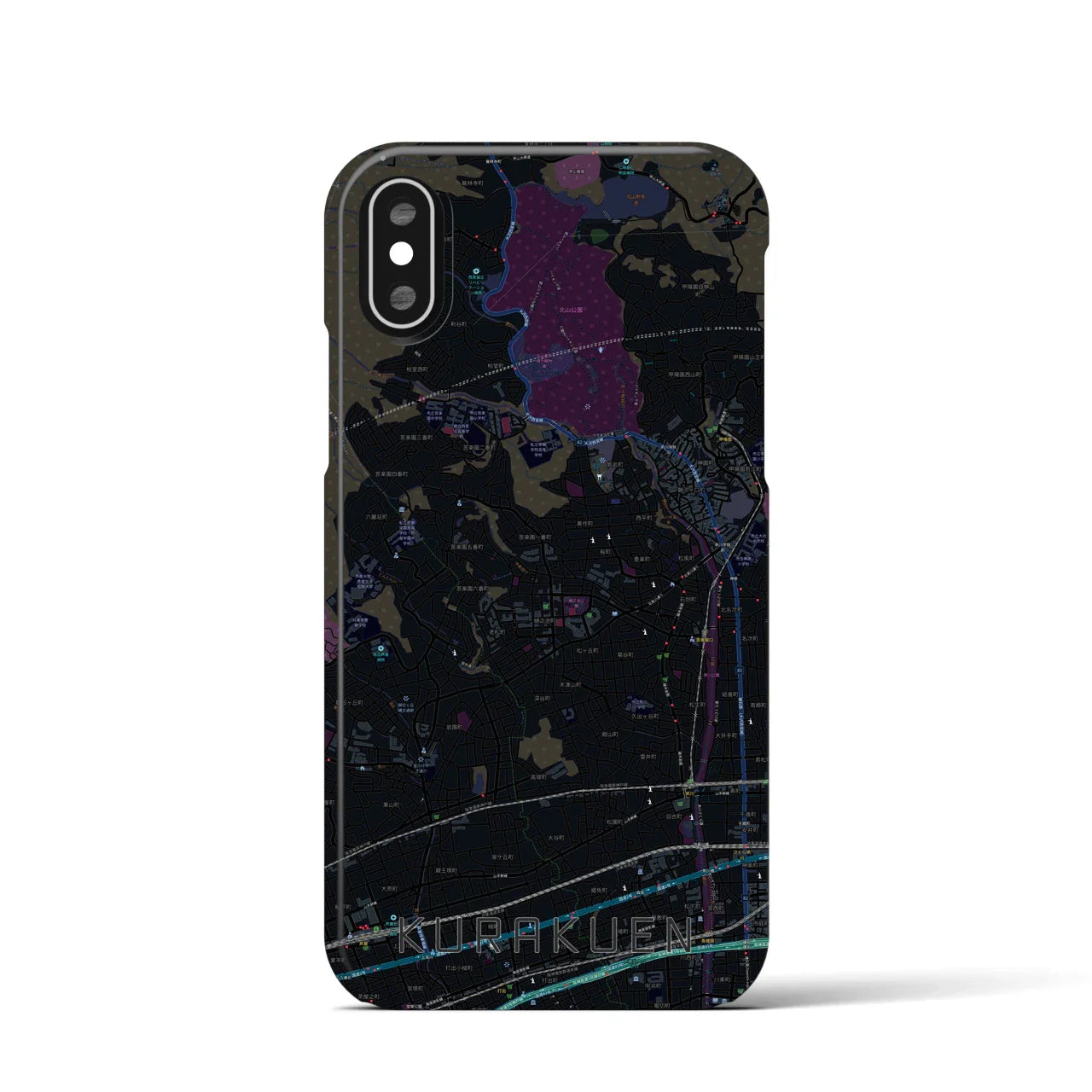 【苦楽園(兵庫県)】地図柄iPhoneケース(バックカバータイプ)