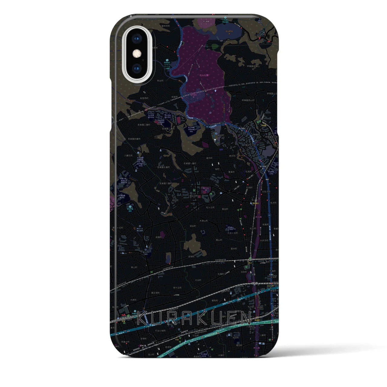 【苦楽園(兵庫県)】地図柄iPhoneケース(バックカバータイプ)