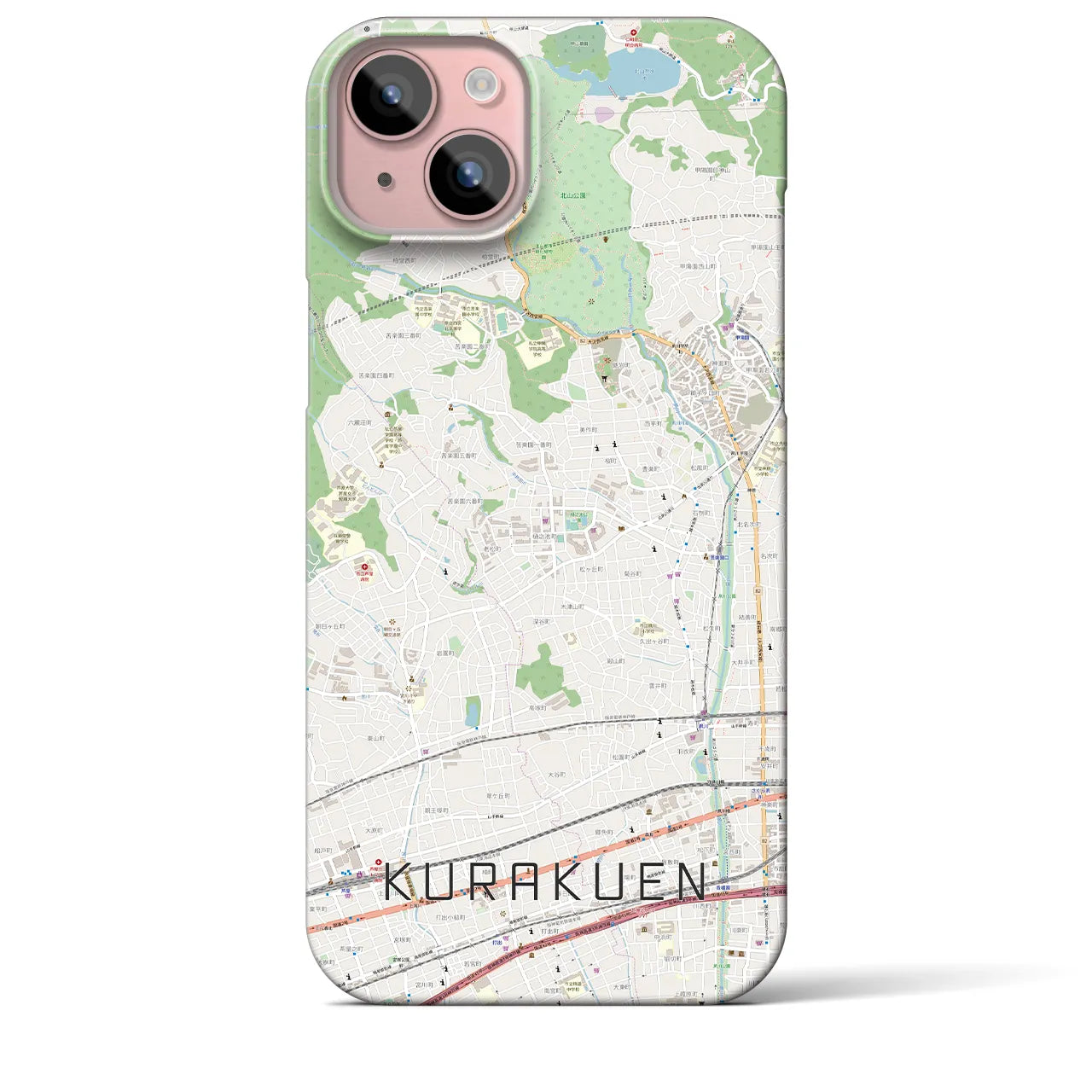 【苦楽園(兵庫県)】地図柄iPhoneケース(バックカバータイプ)